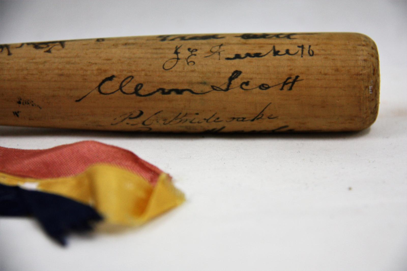 Miniature Baseball Bat Signed by the 1939 South Australian State Team.