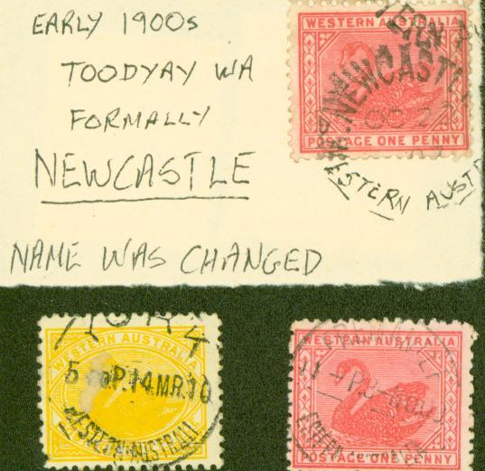 Three stamps affixed to card