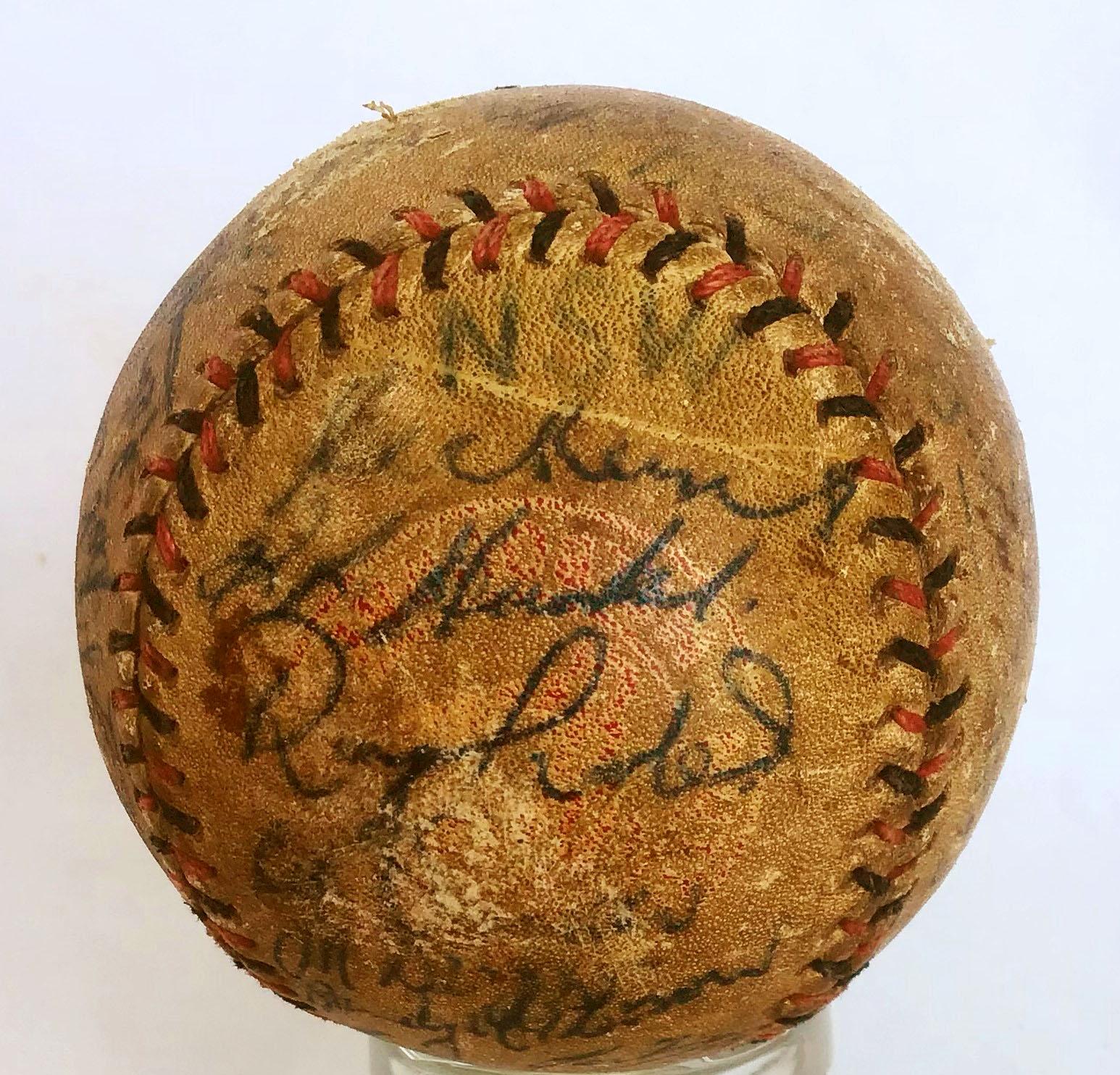 Signed game ball from the 1951 Australian Jubilee Baseball Championship