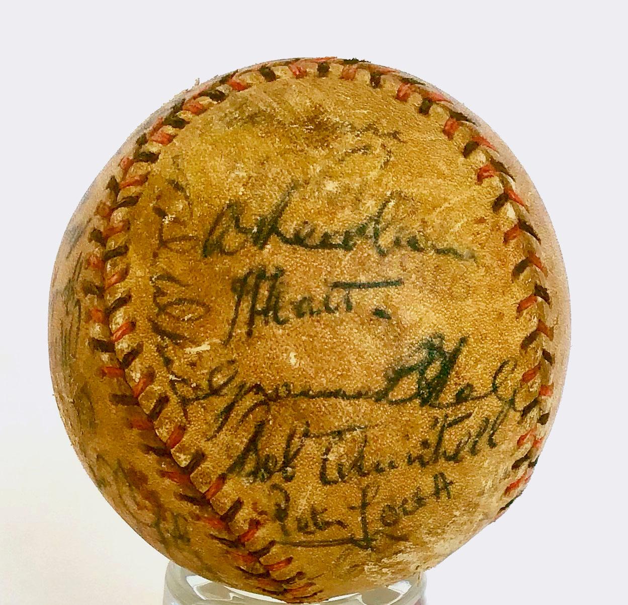 Signed game ball from the 1951 Australian Jubilee Baseball Championship