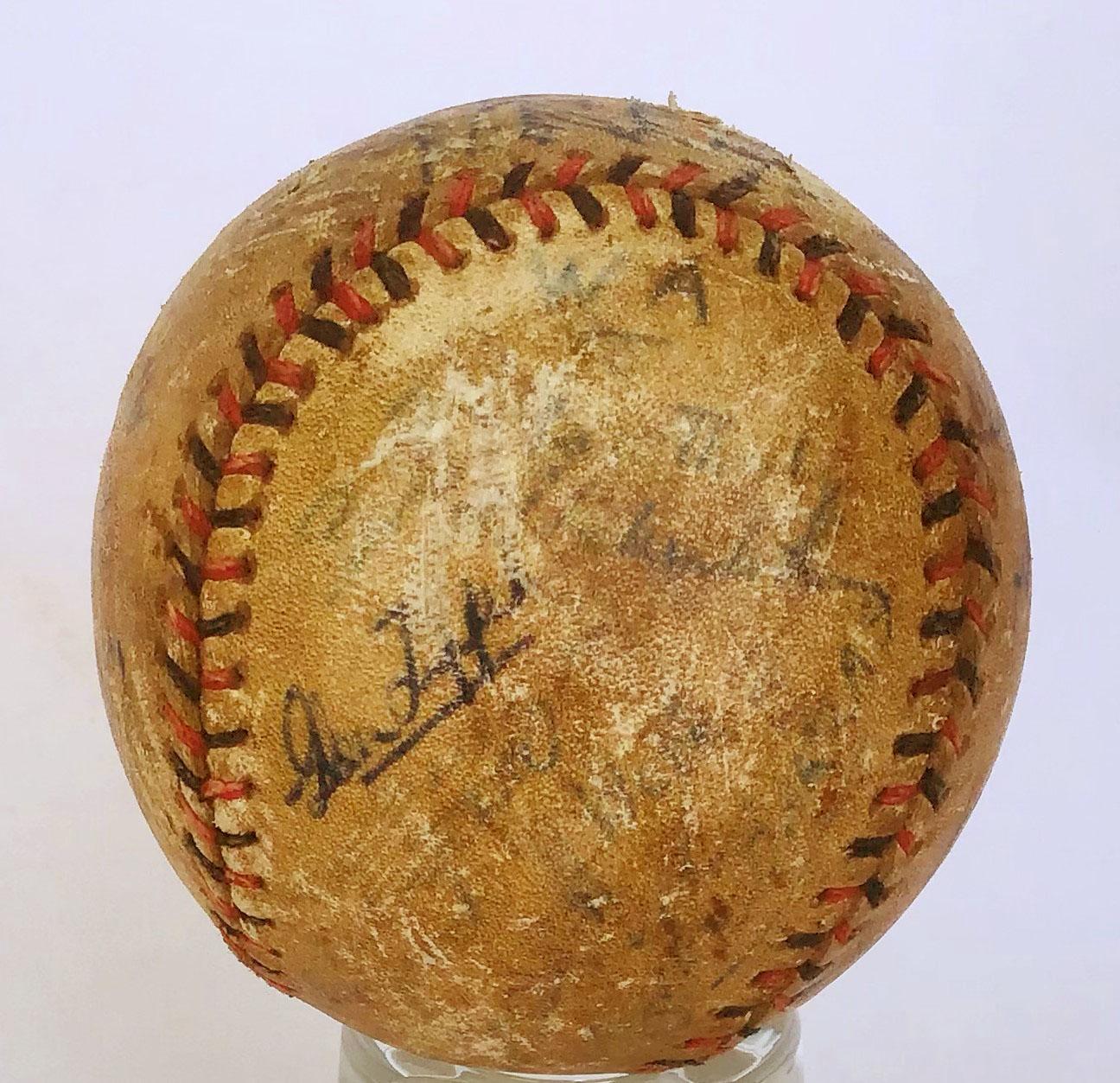 Signed game ball from the 1951 Australian Jubilee Baseball Championship