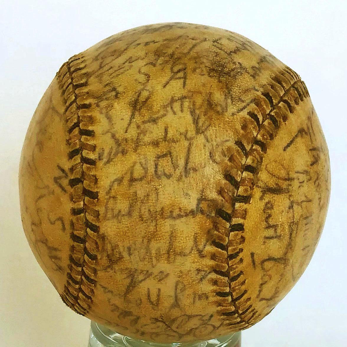 Signed baseball from the 1950 Australian Baseball Championship Series