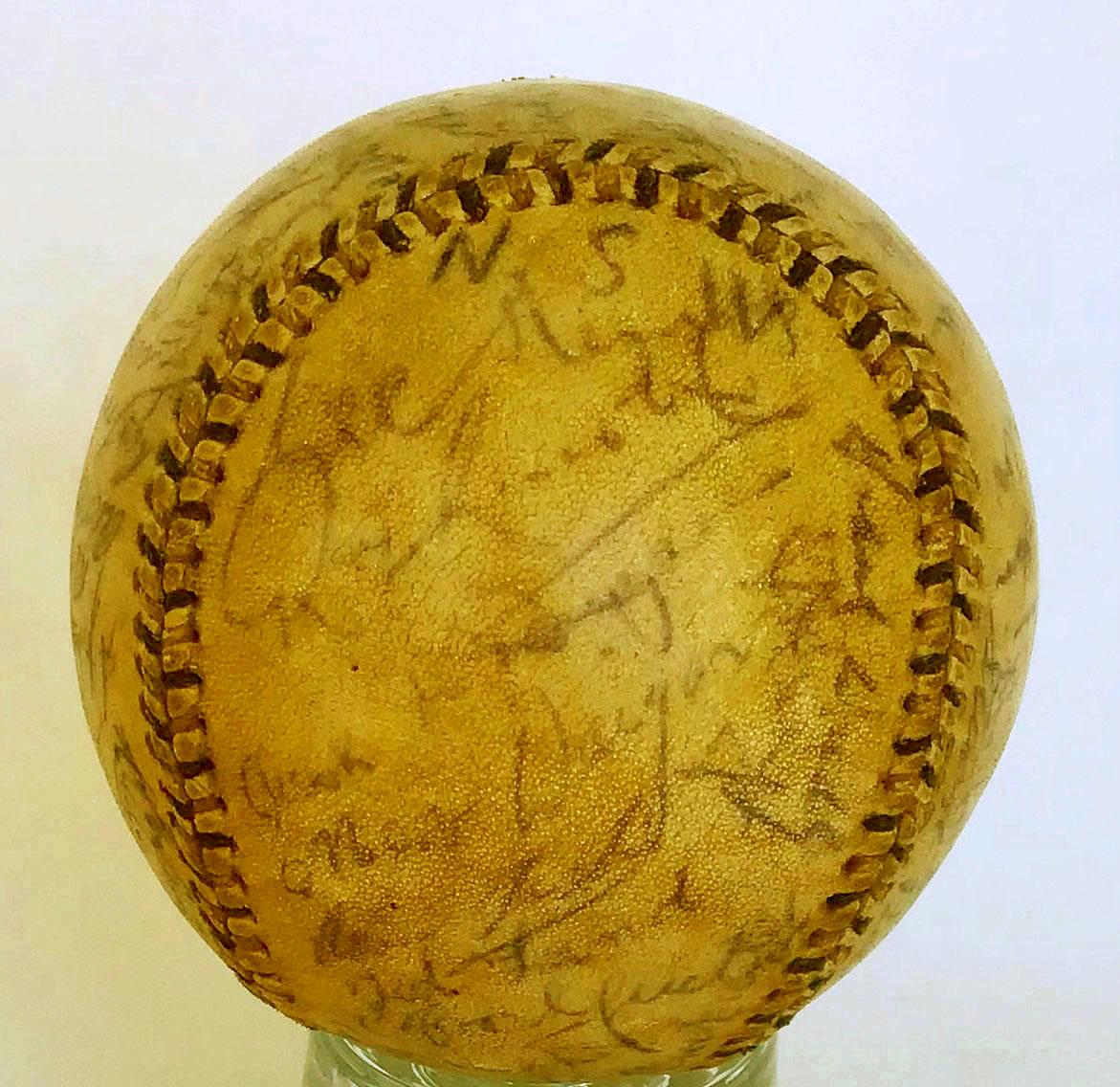 Signed baseball from the 1950 Australian Baseball Championship Series