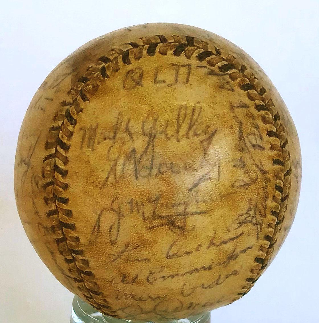 Signed baseball from the 1950 Australian Baseball Championship Series