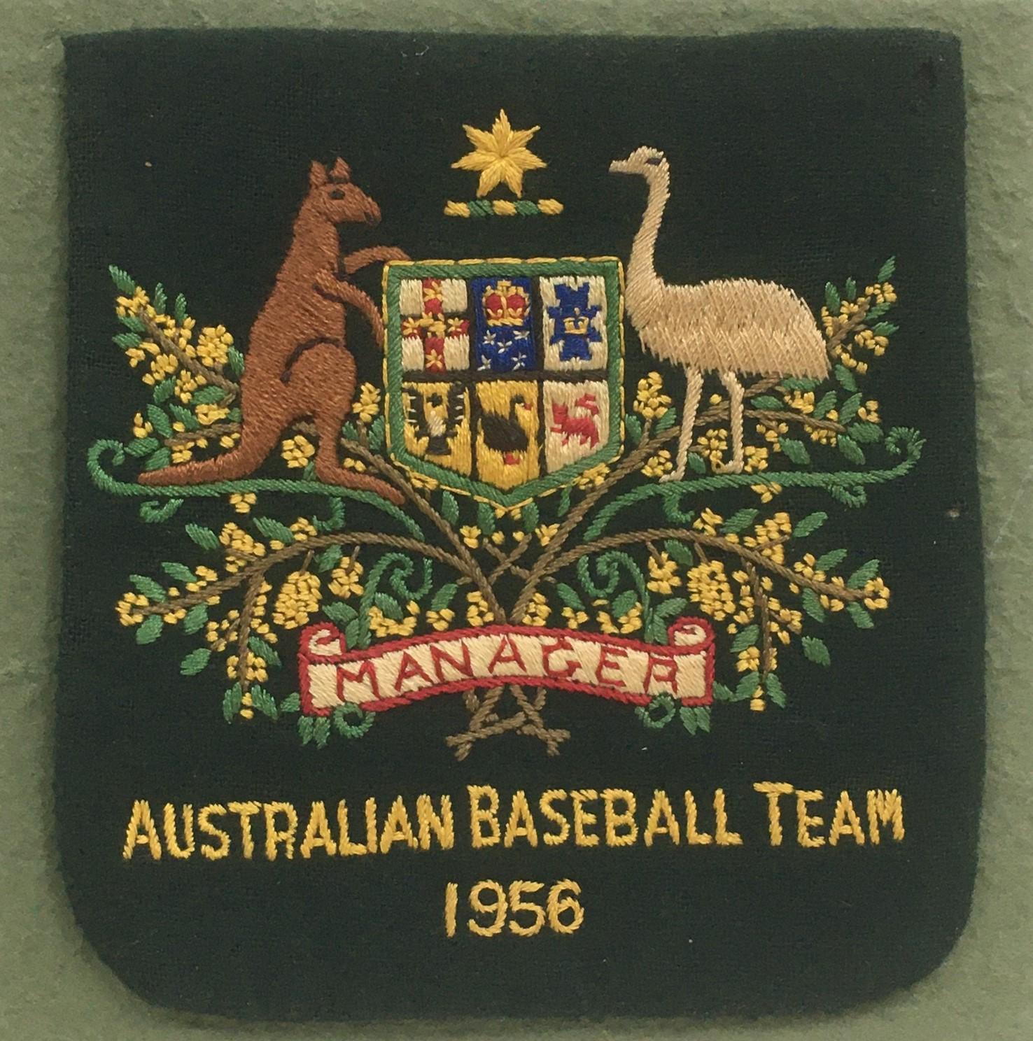 1956 Olympic blazer pocket of Rob Gordon, Australian Baseball Team.