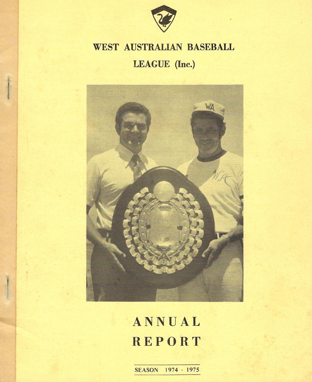 West Australian Baseball League Annual Report 1974-75 cover page