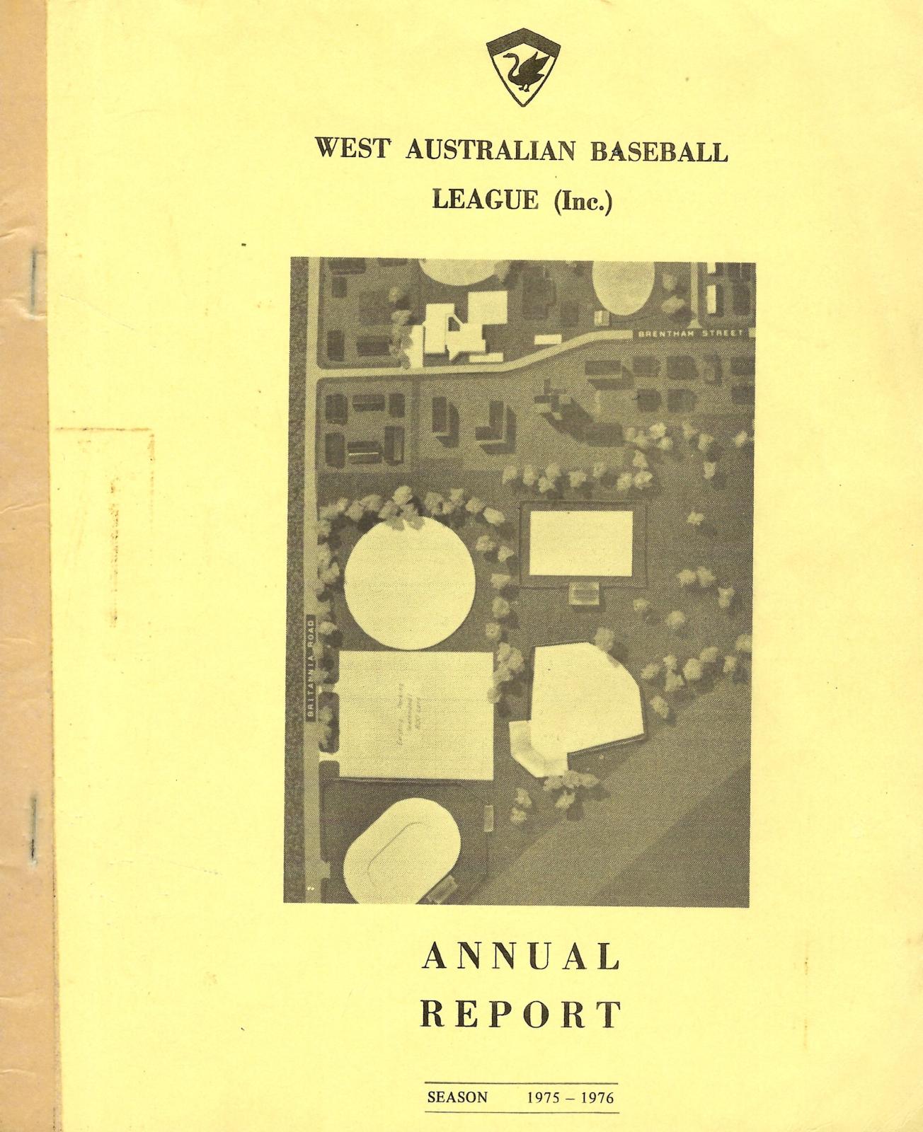 West Australian Baseball League Annual Report 1975-76 cover page