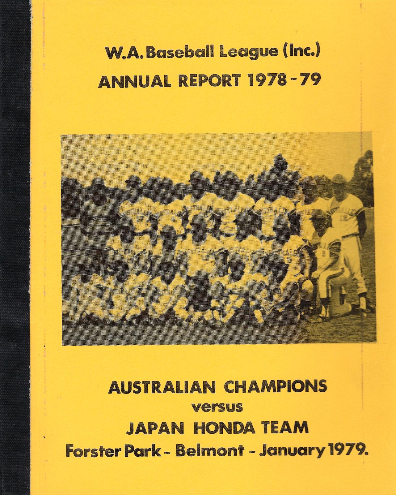 West Australian Baseball League Annual Report 1978-79 cover page