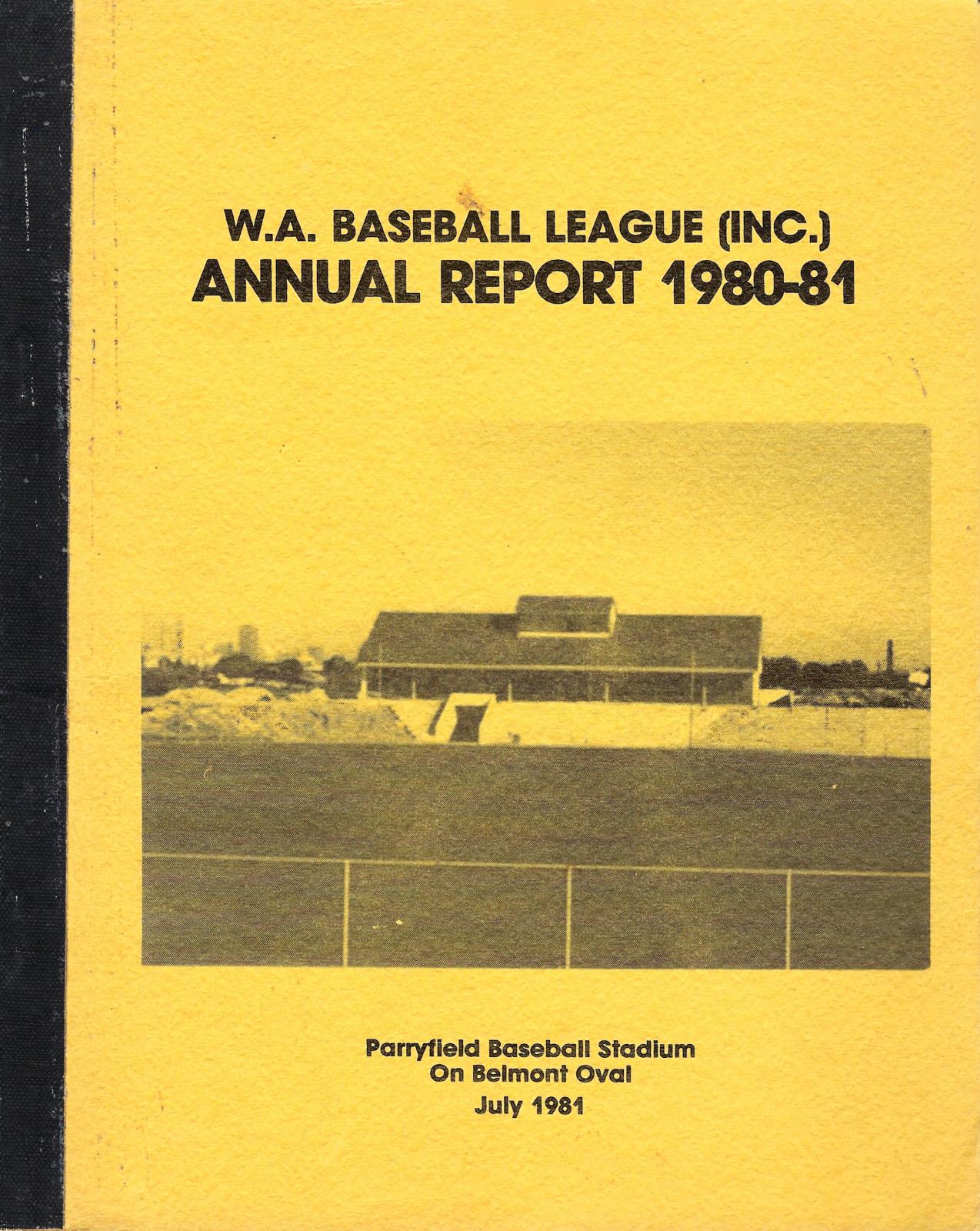 West Australian Baseball League Annual Report 1980-81 cover page