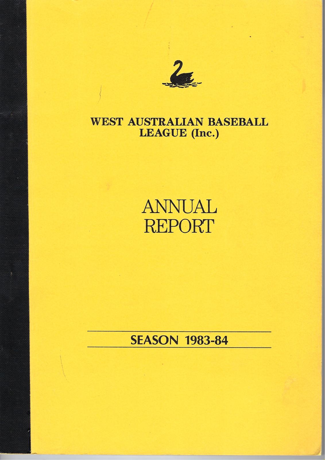 West Australian Baseball League Annual Report 1983-84 cover page