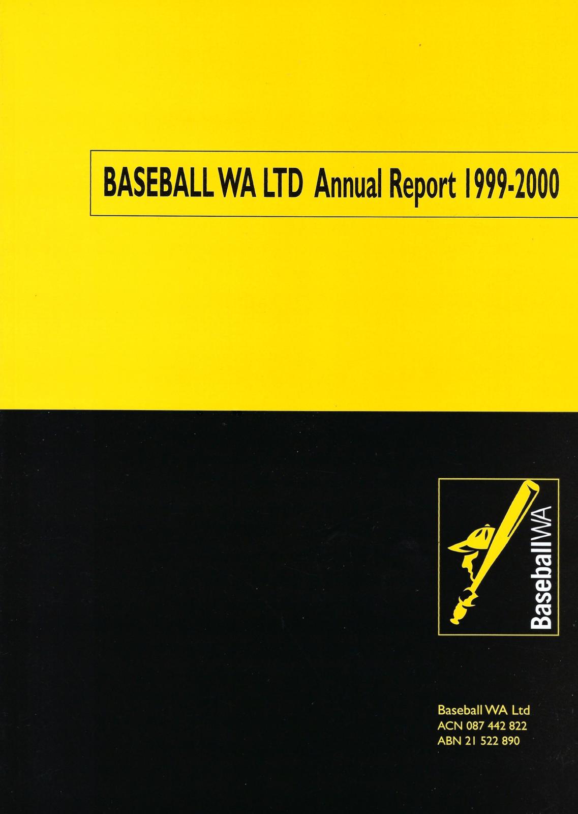 Baseball WA Ltd Annual Report 1999-2000 cover page