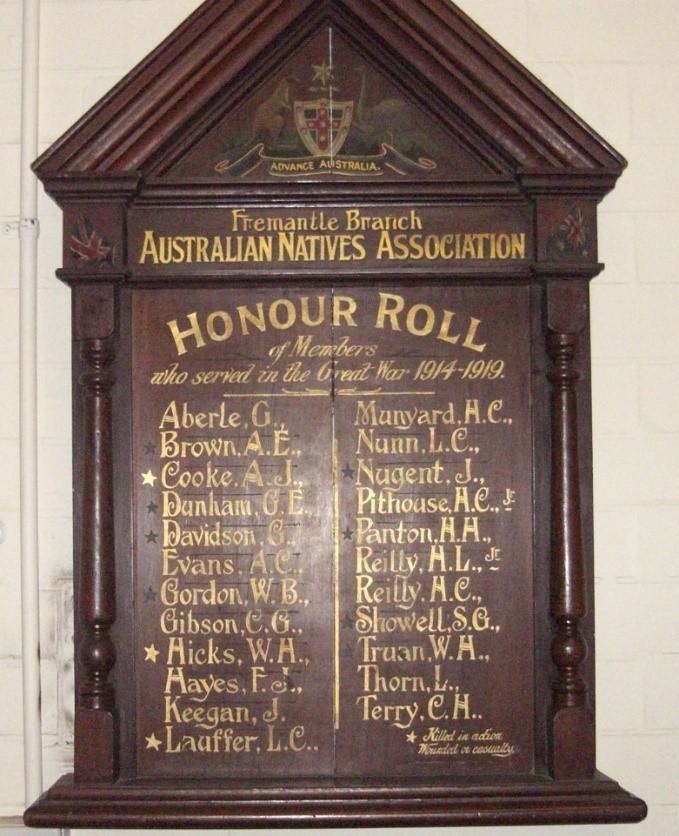 Australian Natives Association Honour Board