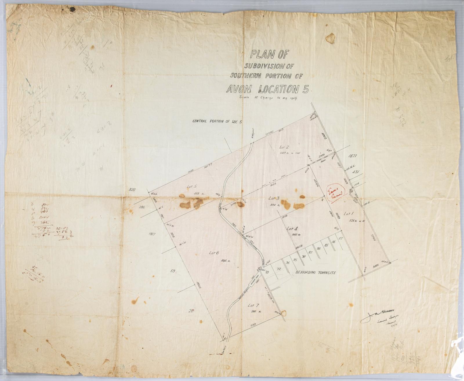 Plan, subdivision Bejoording townsite 1914