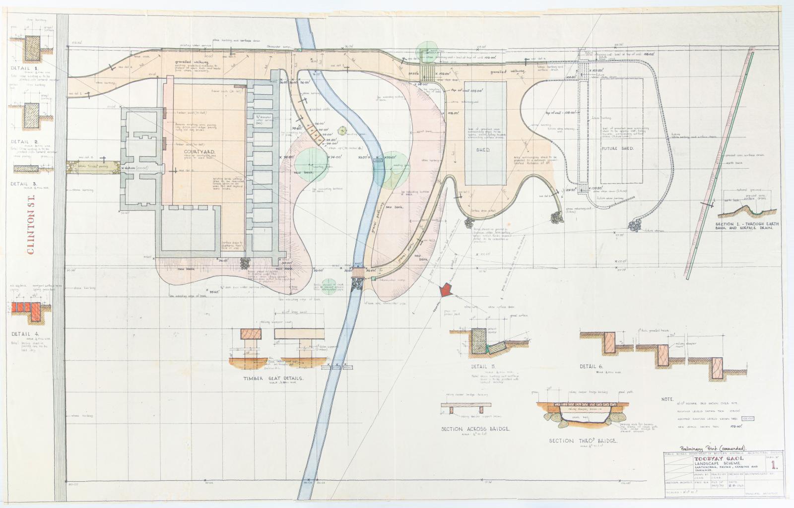 Toodyay Gaol Landscape Plan No 1, 1963, preliminary print