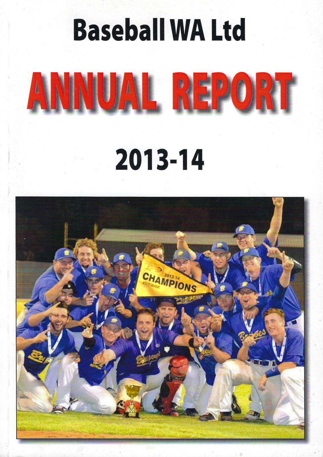 Baseball WA Ltd Annual Report 2013-2014 cover page