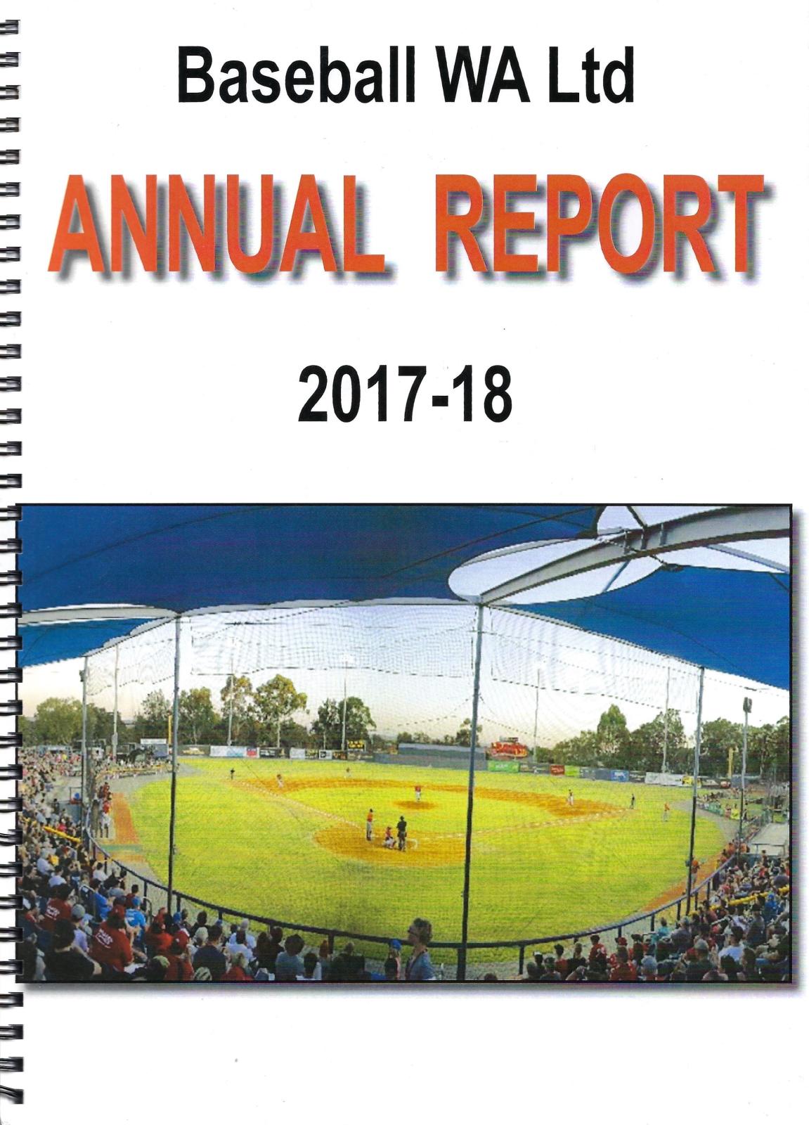 Baseball WA Ltd Annual Report 2017-2018 cover page