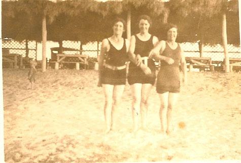 Photograph of 3 women in bathing costumes