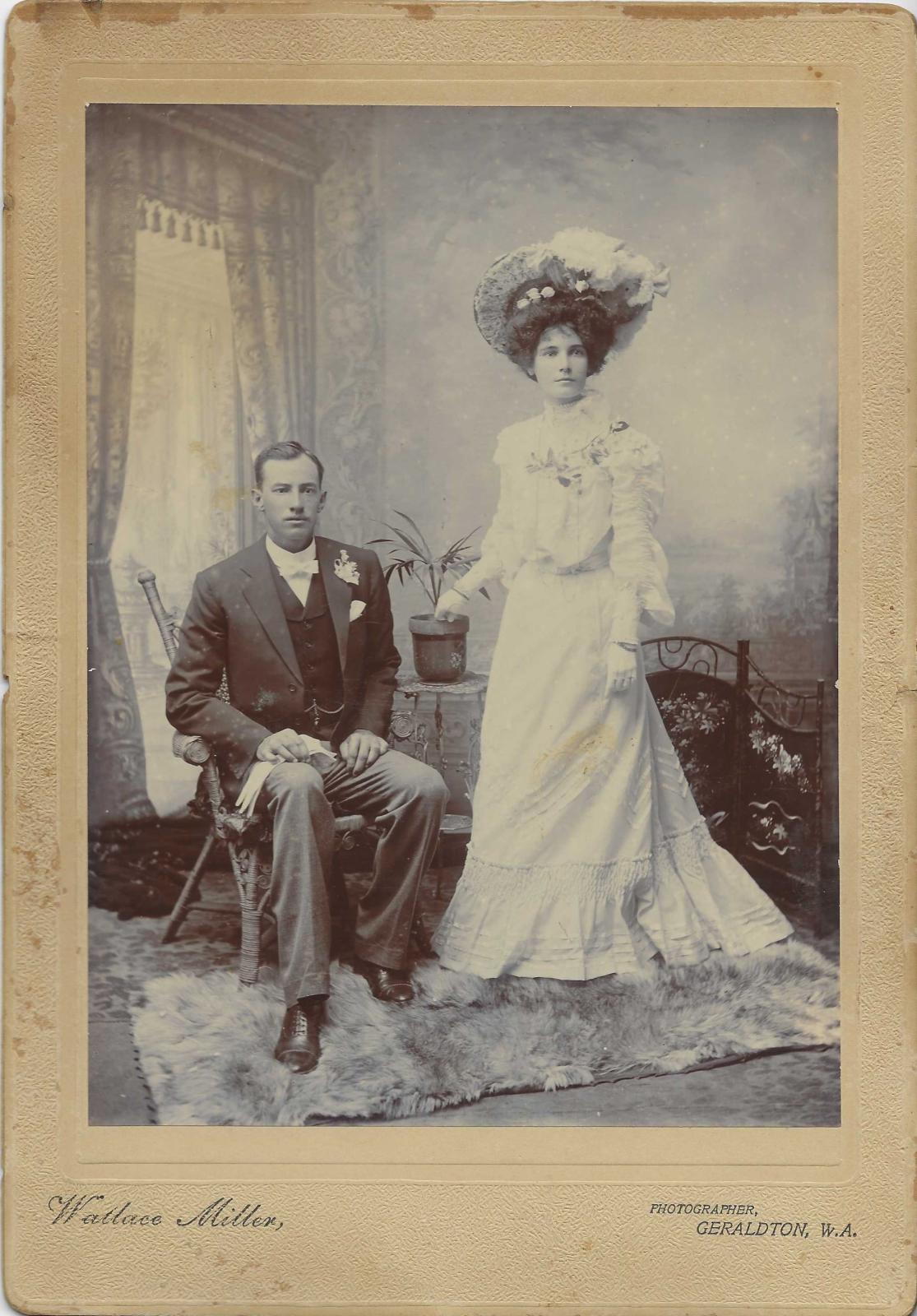 Wedding photograph of Eva Ellen Arundel & John (Jack) Duncan Broad.