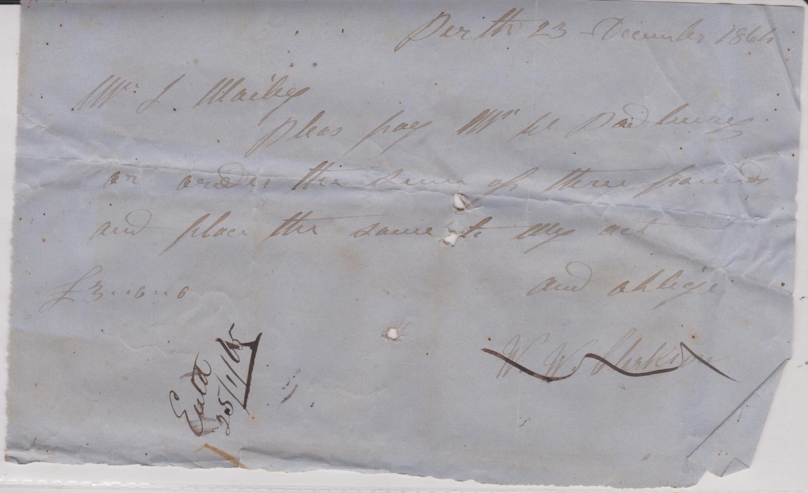 Promissory note from W.W. Clarkson