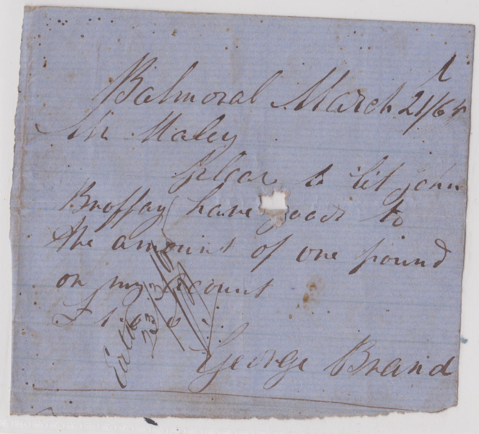 Promissory note from George Brand