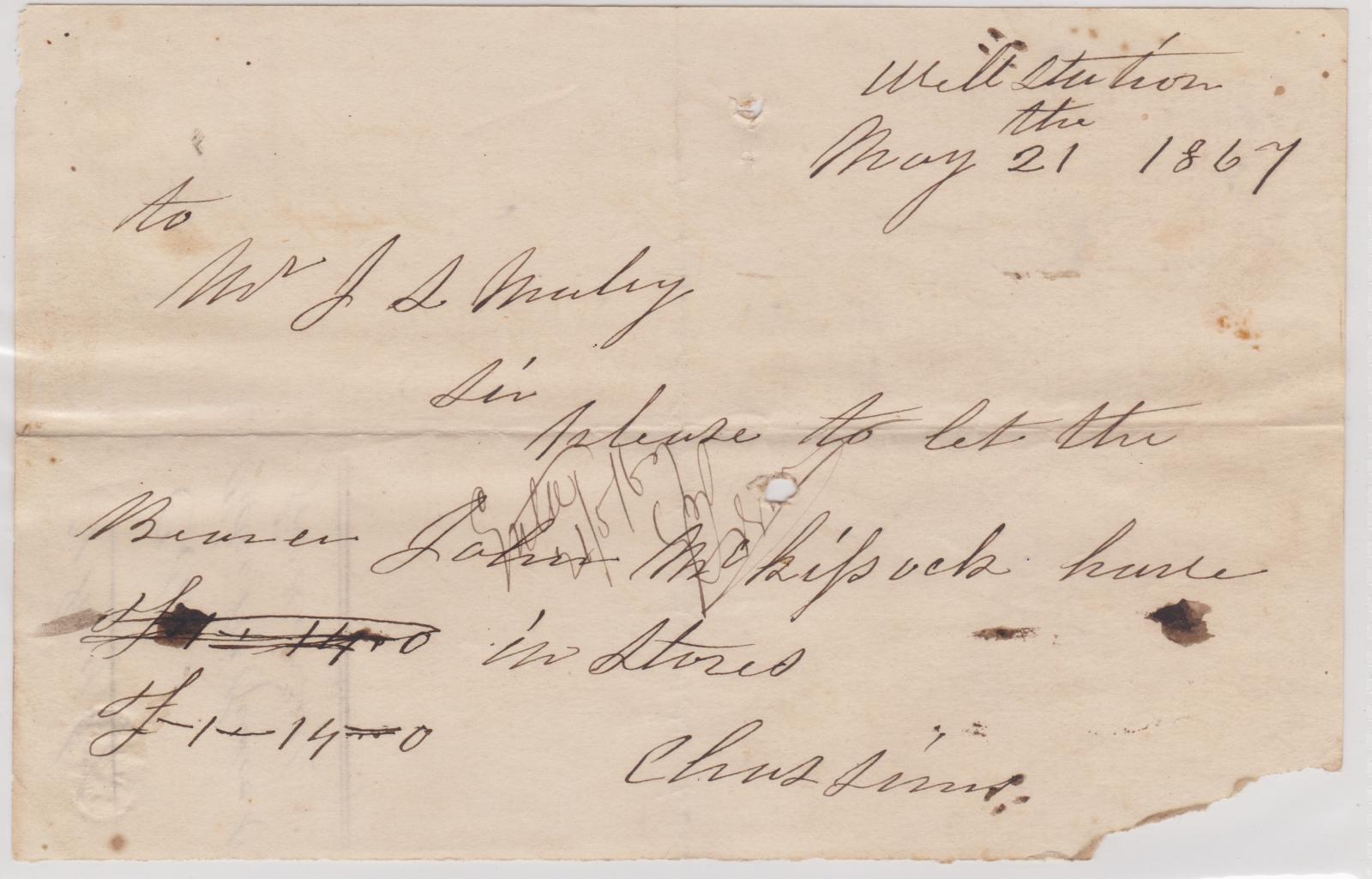 Promissory note from Charles Sims