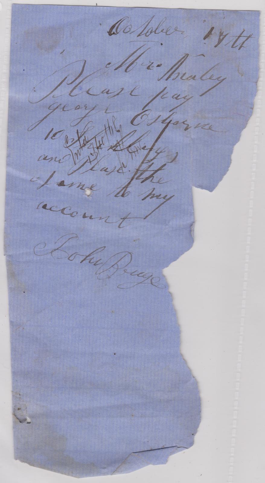 Promissory note from John Bridge