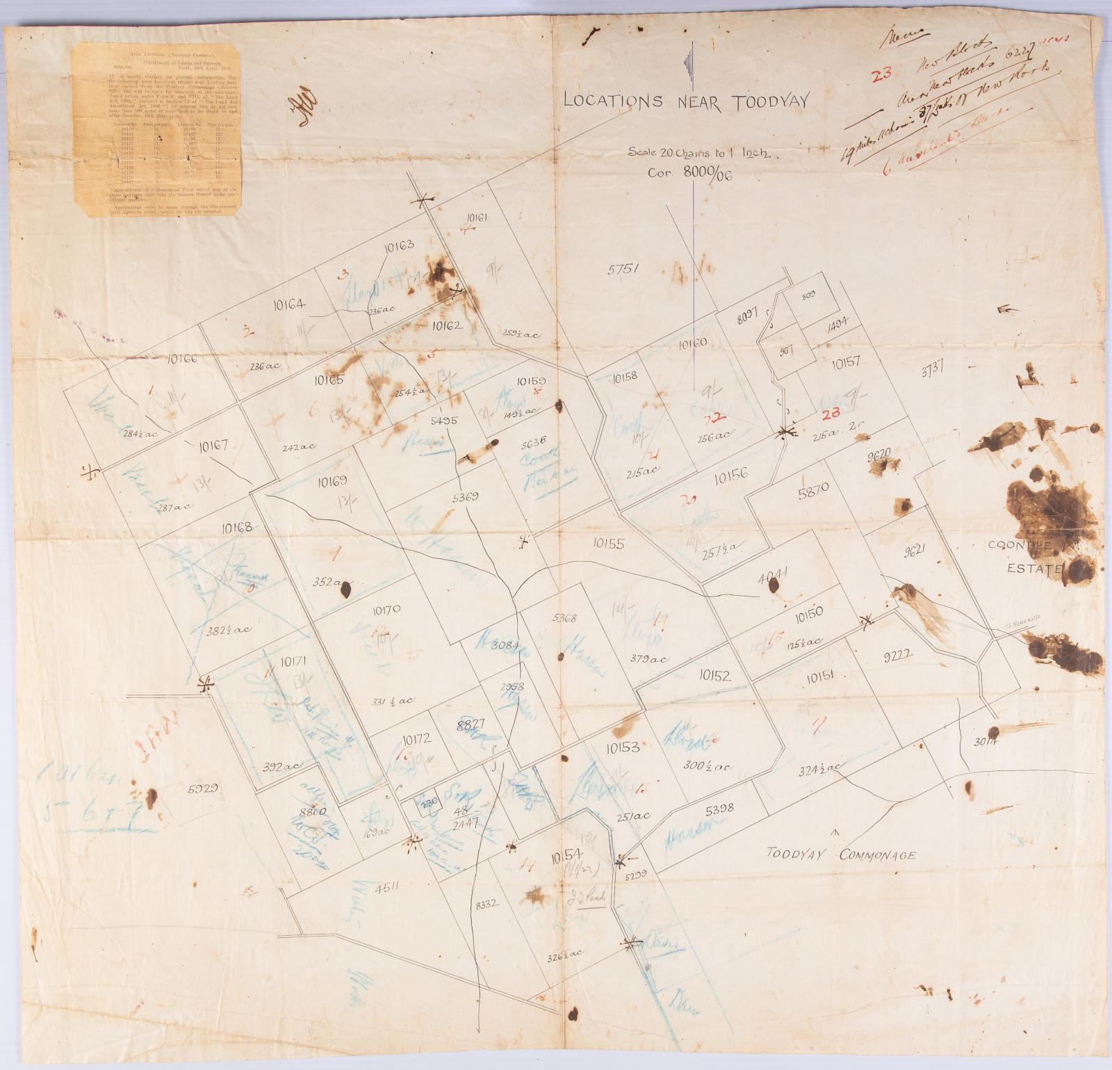 Plan, division of Toodyay Commonage 1908