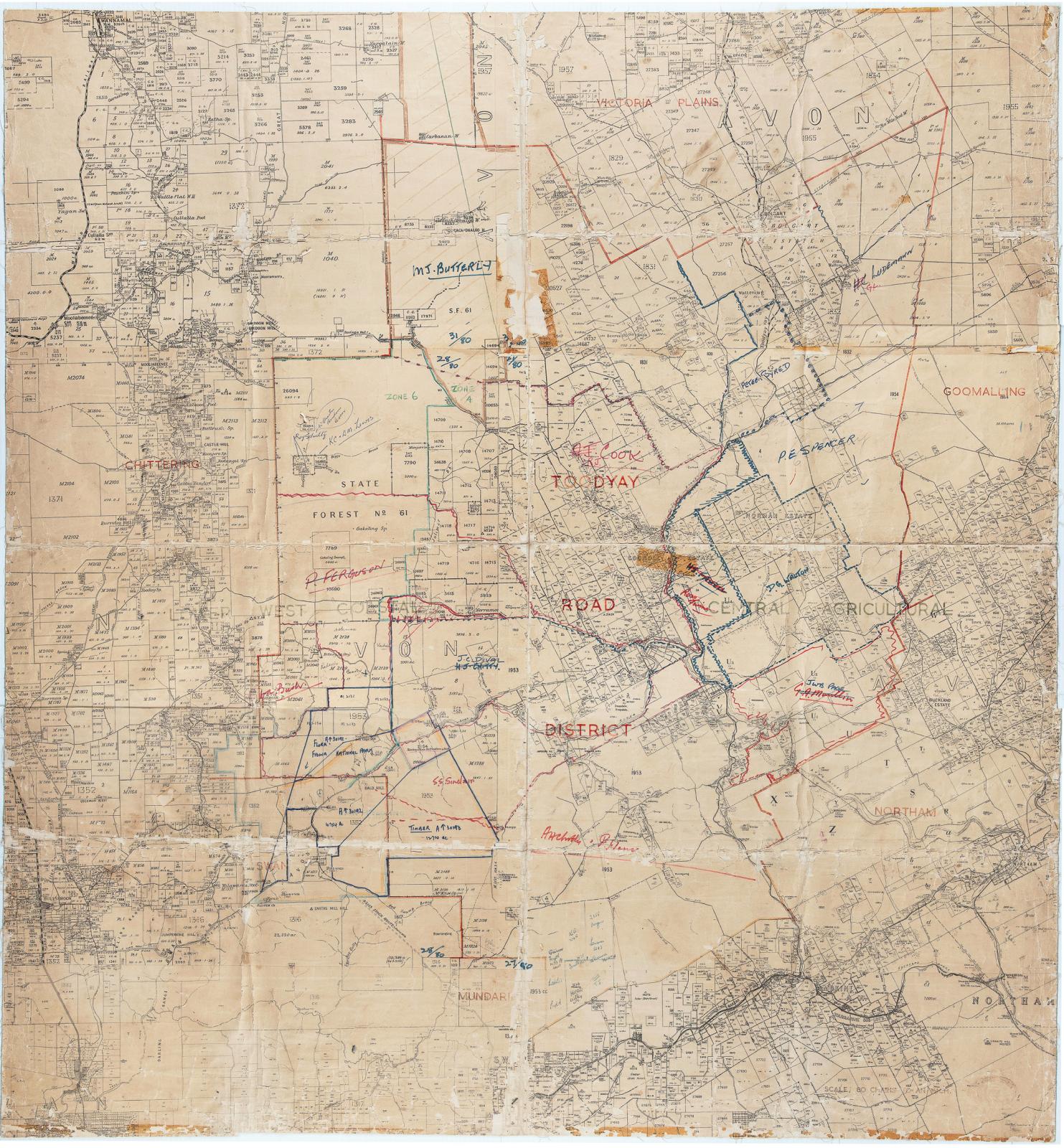 Map Toodyay Road District 1950-1960