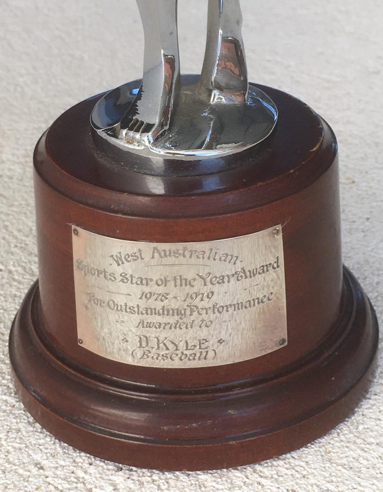 West Australian Sports Star of the Year Award 1978-1979 - Don Kyle (Baseball)