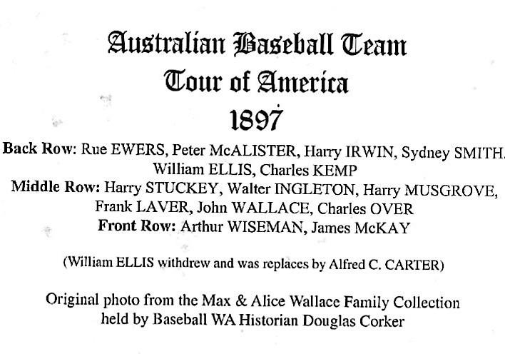 1897 Australian Baseball Team photographic image (reverse)