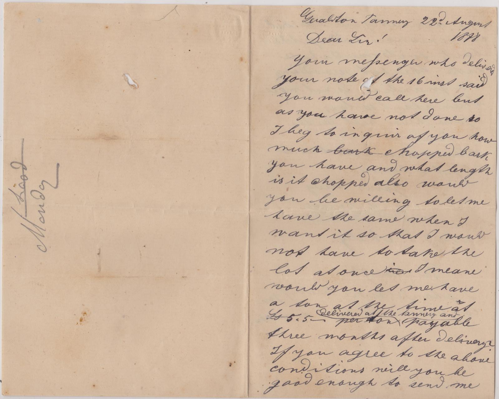 Letter from the Geraldton Tannery