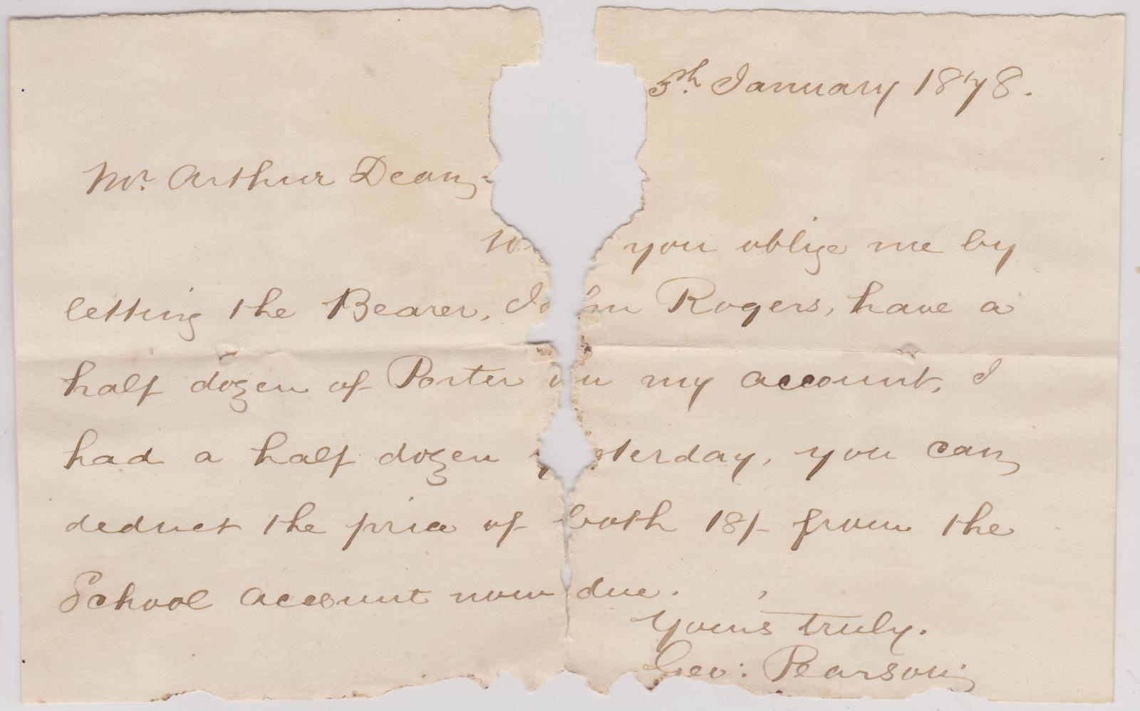 Letter from George Pearson