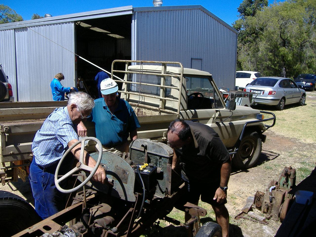 Members at work in front of the John Cannam Shed