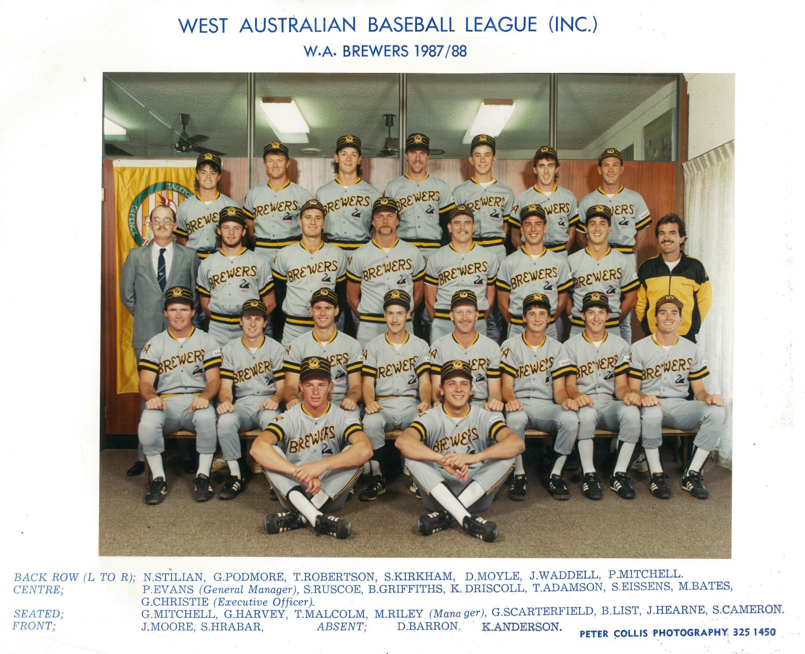 1987/88 Western Australian Brewers baseball squad