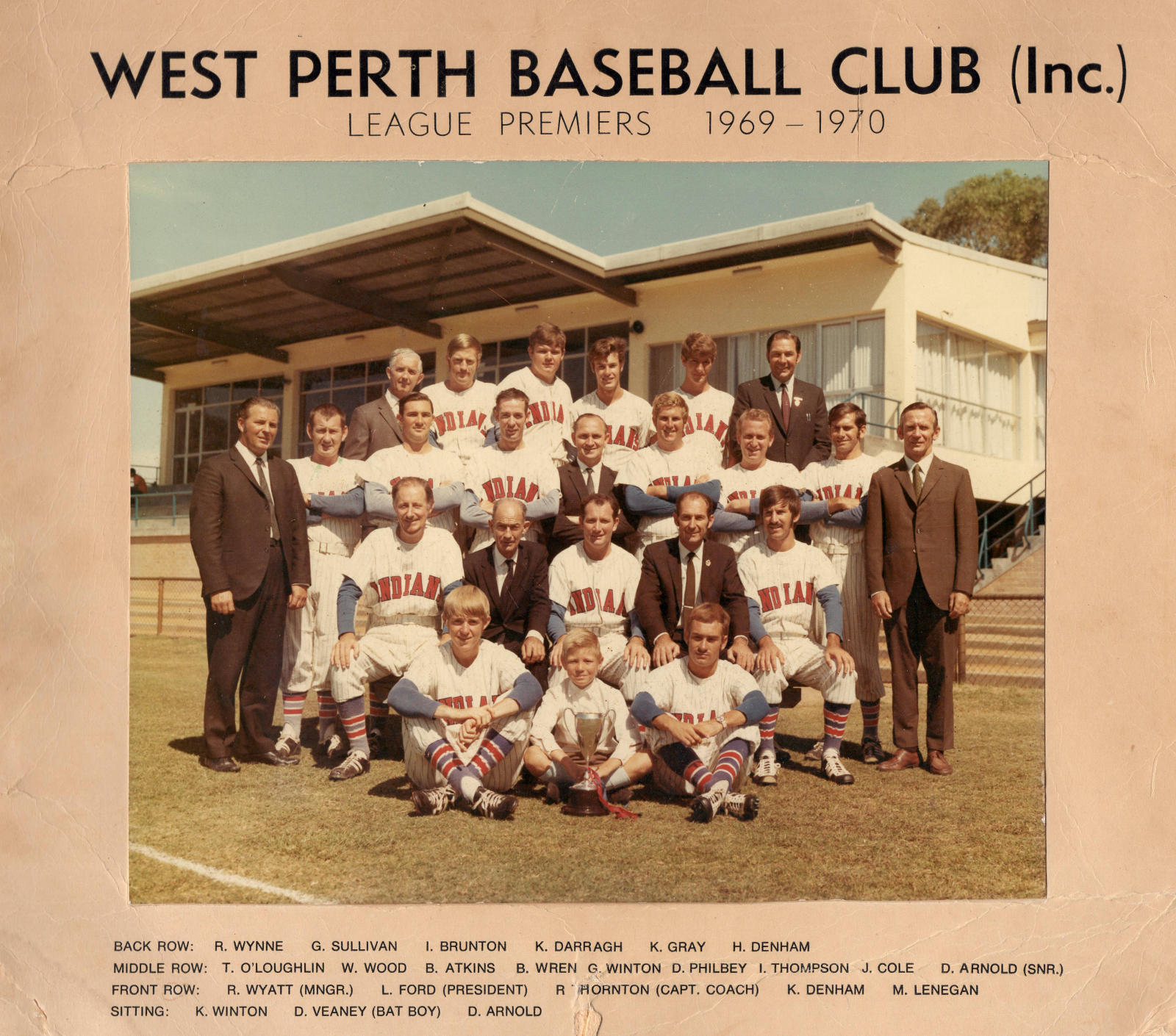 1969-1970 West Perth Baseball Club - State League Premiers