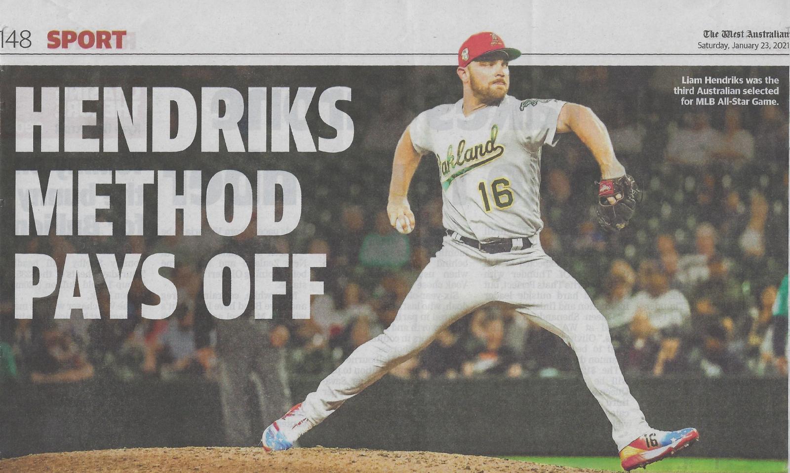 Liam Hendriks - newspaper article 'Hendriks method pays off'