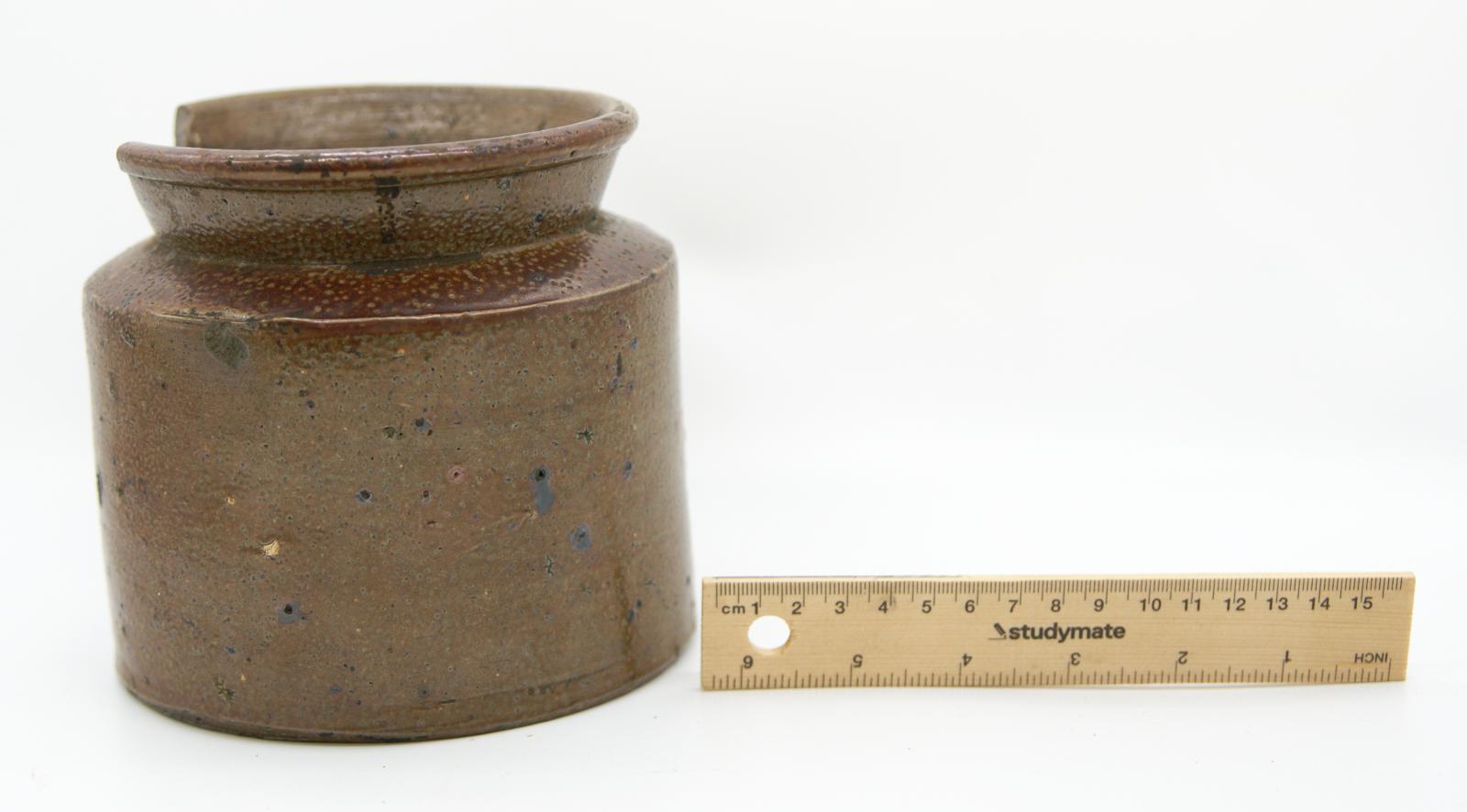 stoneware canister, small with scale