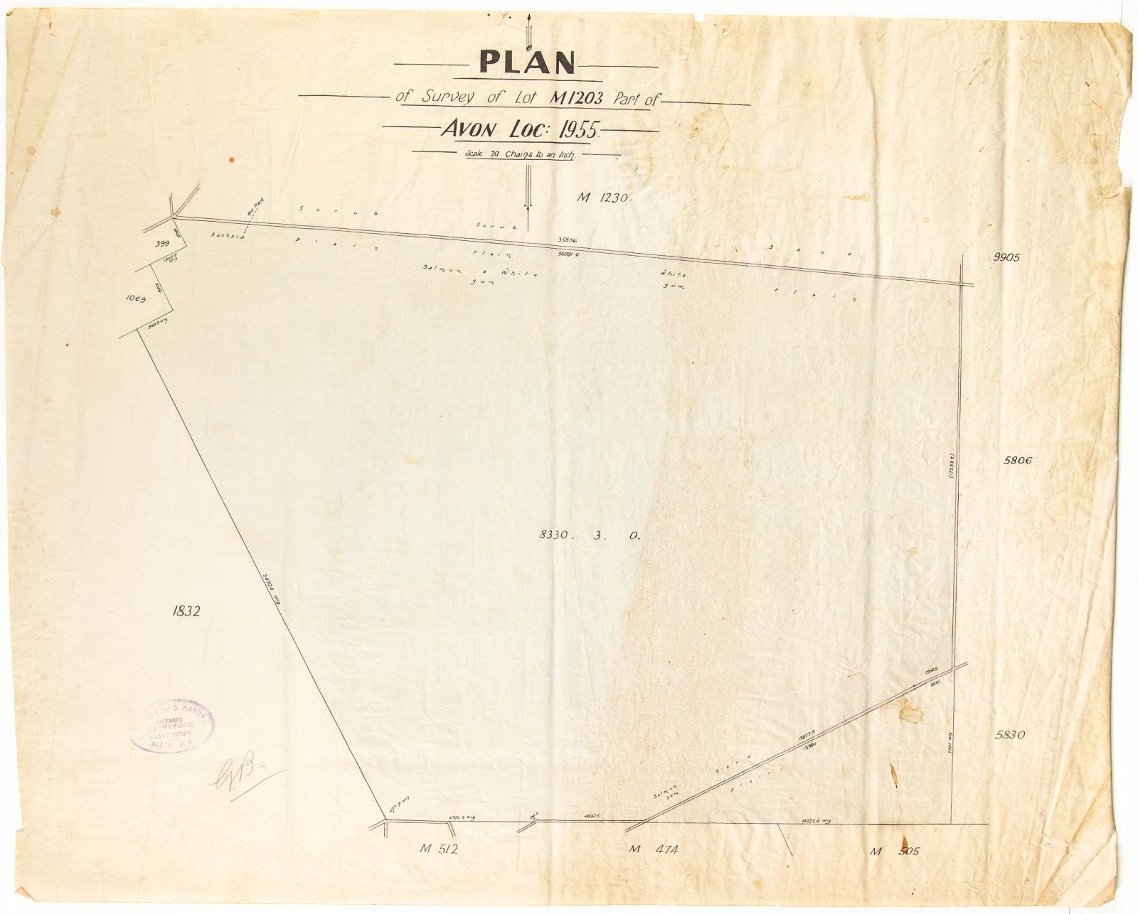 PLAN, LOT M1203 PART OF AVON LOCATION 1955