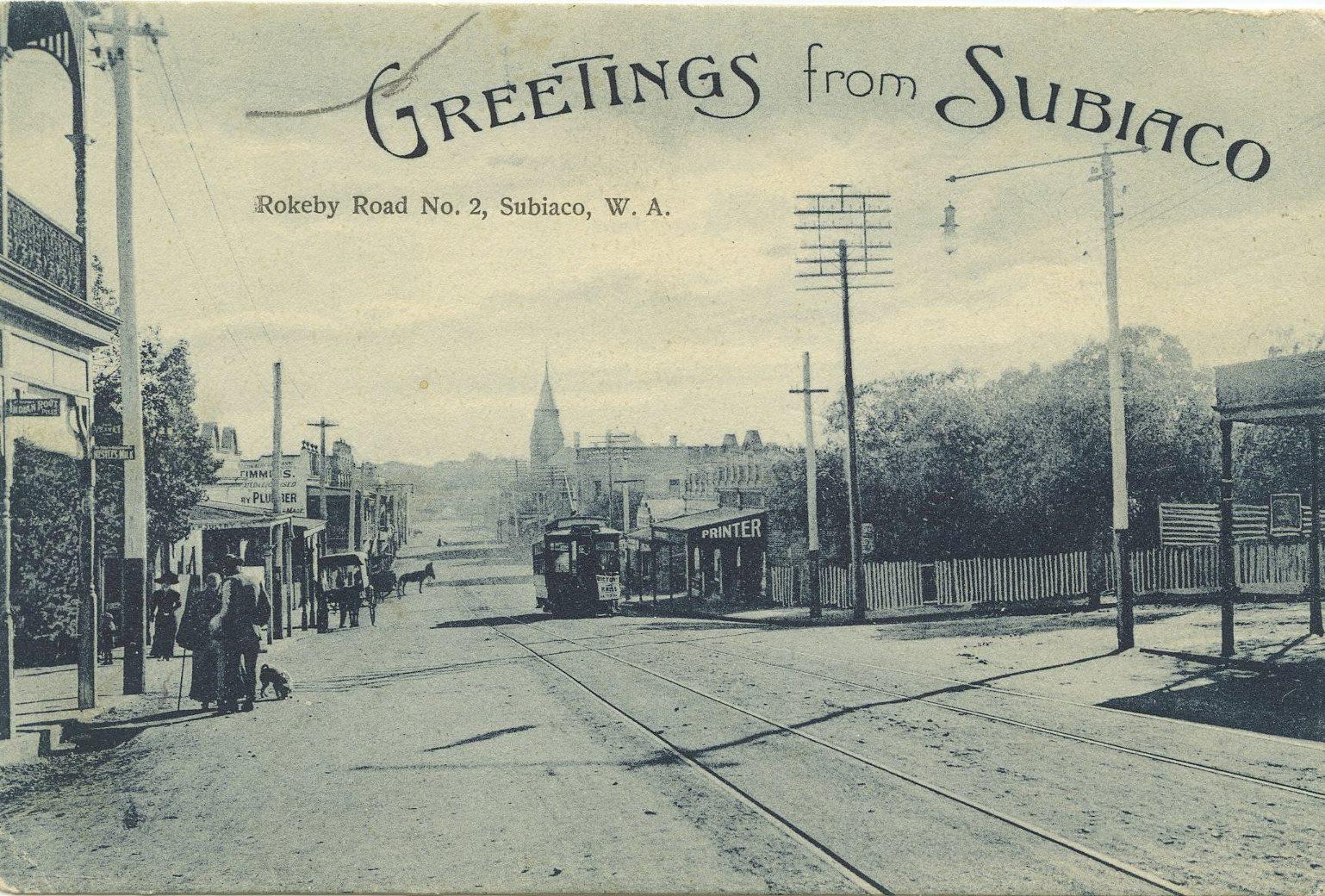 POSTCARD, 'GREETINGS FROM SUBIACO, ROKEBY ROAD NO. 2, W.A.' - front