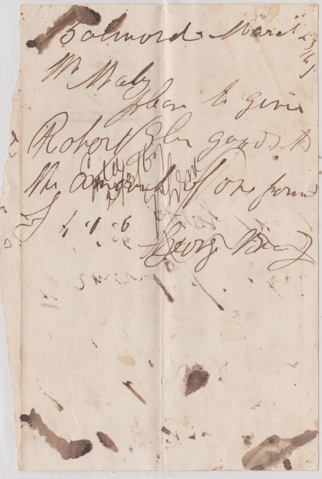 Promissory note from George Brand