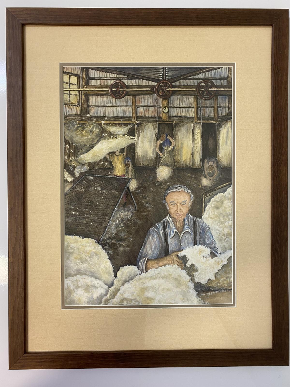 Painting of wool classer