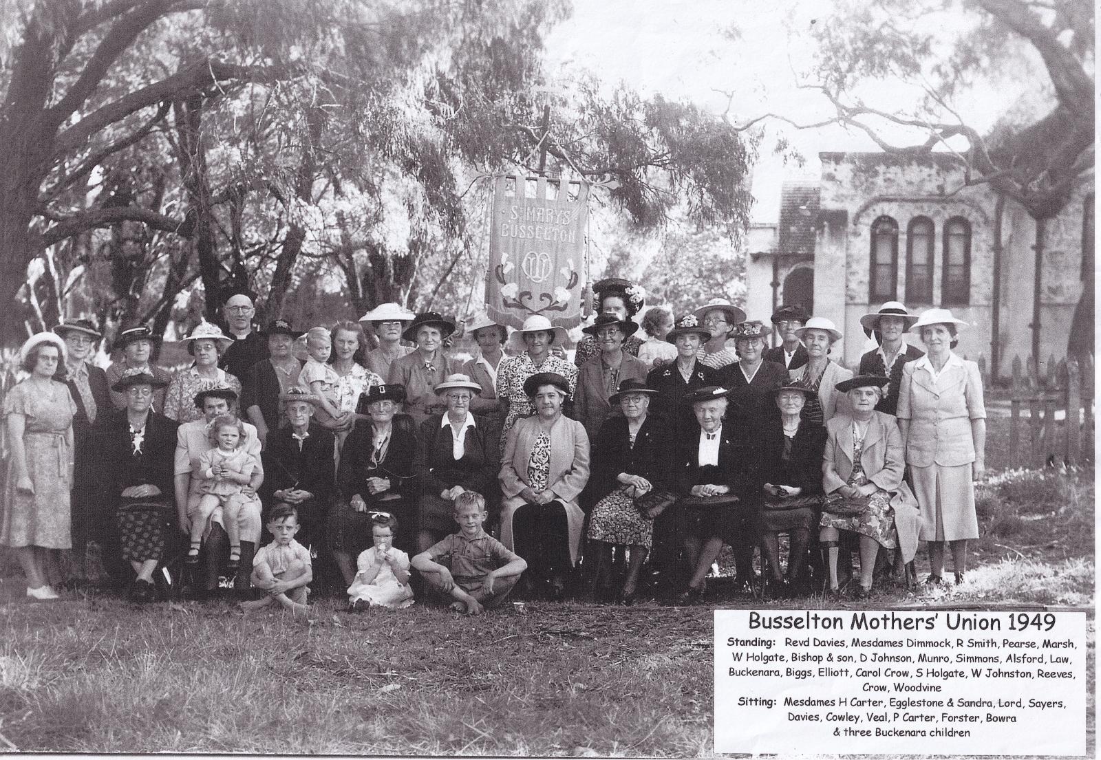 Rev Canon Davies with Busselton Mothers Union in 1949, St Marys Church, Busselton. Photo 4076 BHS Archive