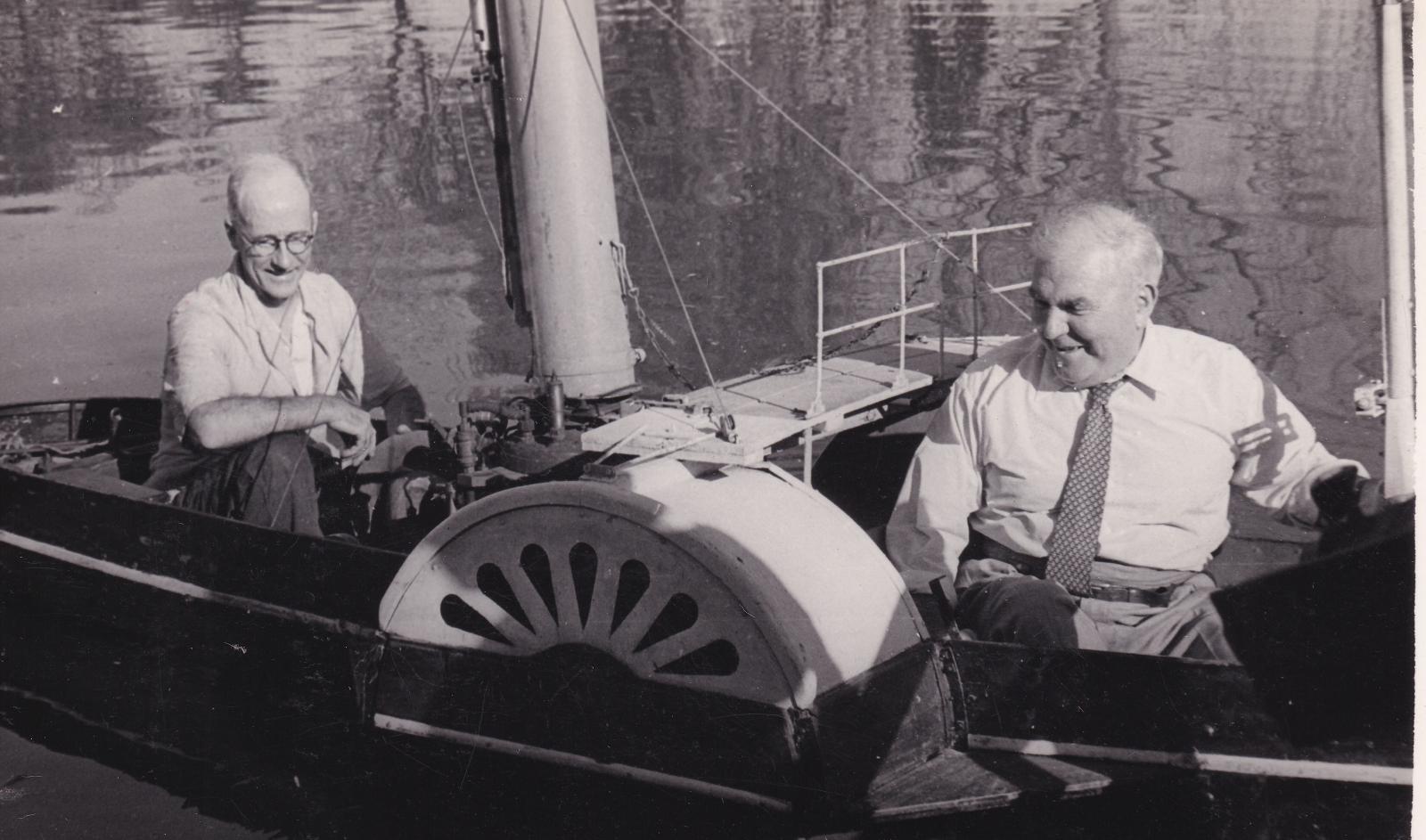 Rev Canon Davies piloting the Jumna on the Vasse River