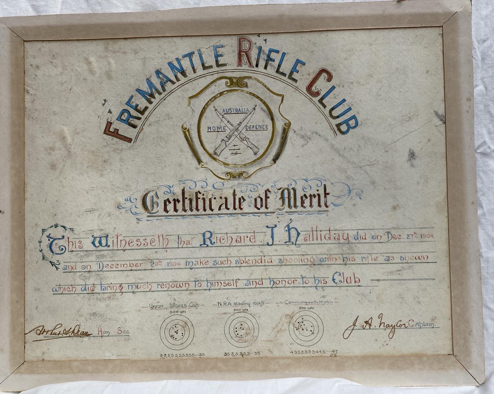 Certificate of Merit 1905