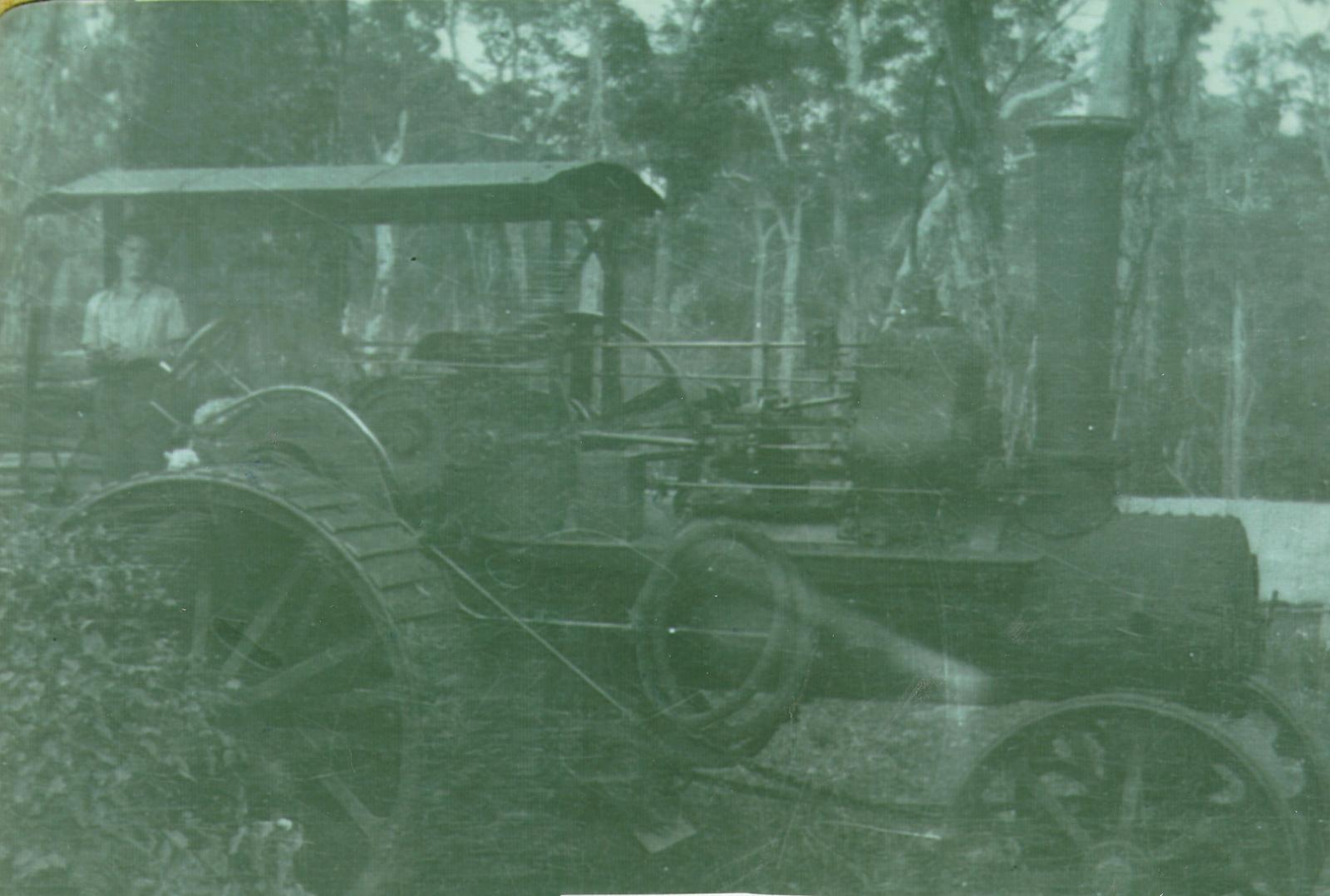 Busselton farmer Mr Armstrong with his tractor.  Photo 3613 from the BHS Archive 