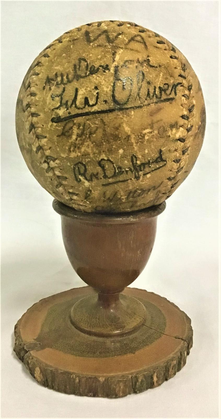 1936 signed baseball from the first games between Western Australia and Victoria