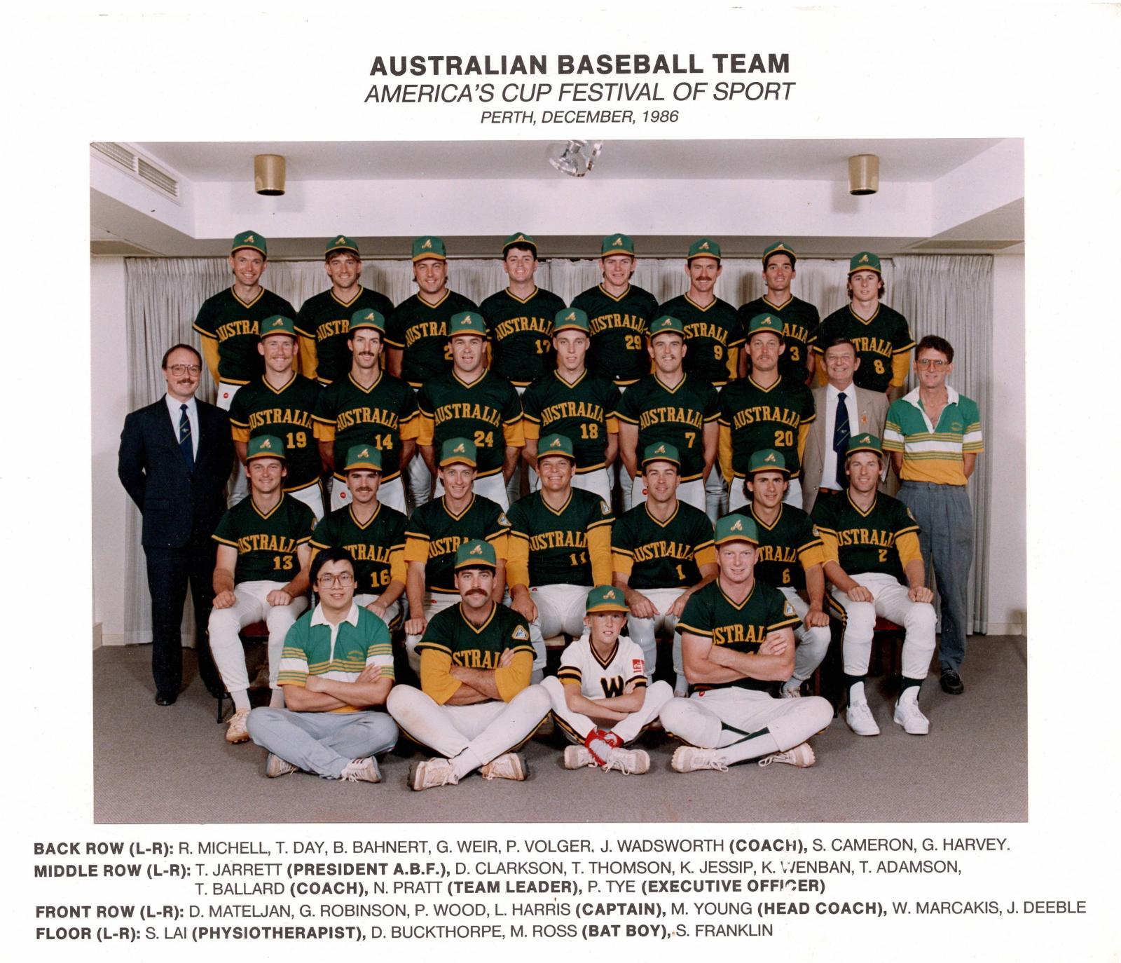 1986 Australian Baseball Team - America's Cup Festival of Sport