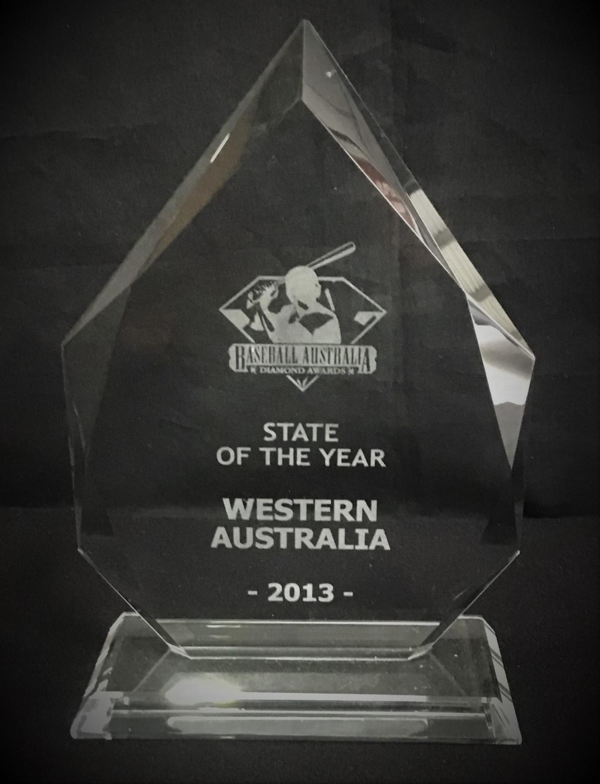 2013 Baseball Australia Diamond Award for 'State of the Year' - Western Australia