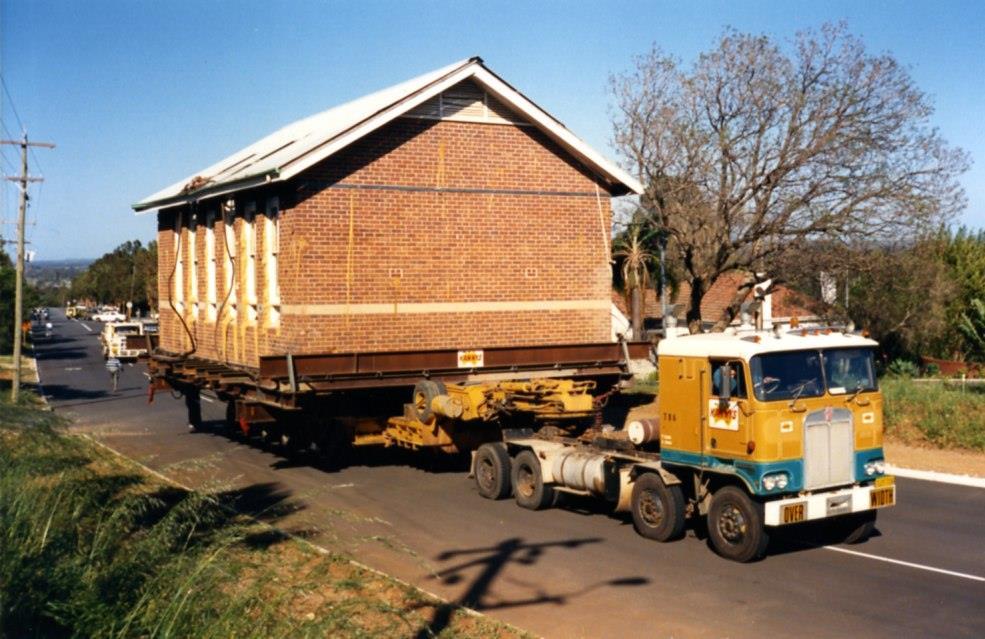 The school being transported to it's new site