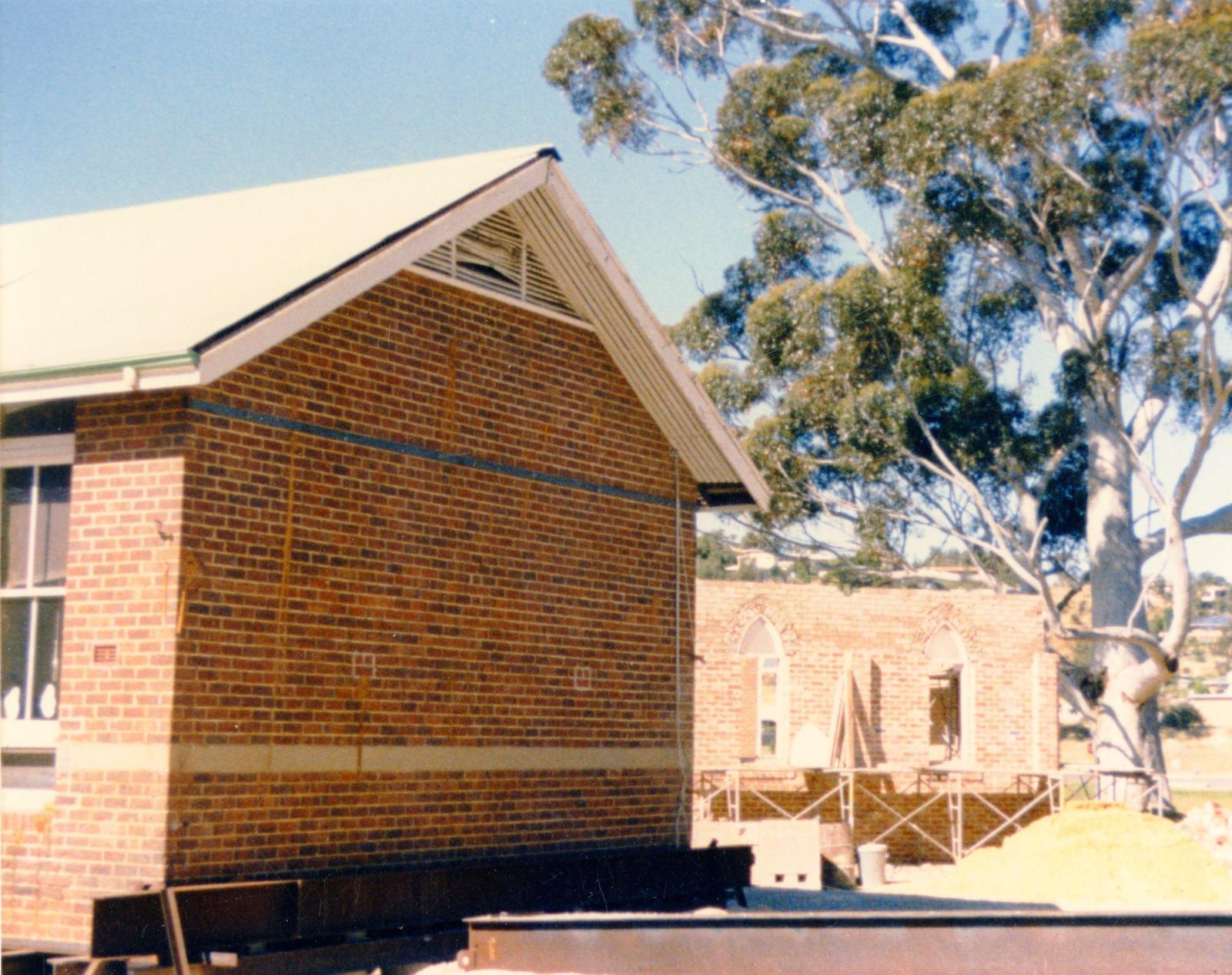 The Old Armadale School next to the Armadale Congregational Church which is under construction